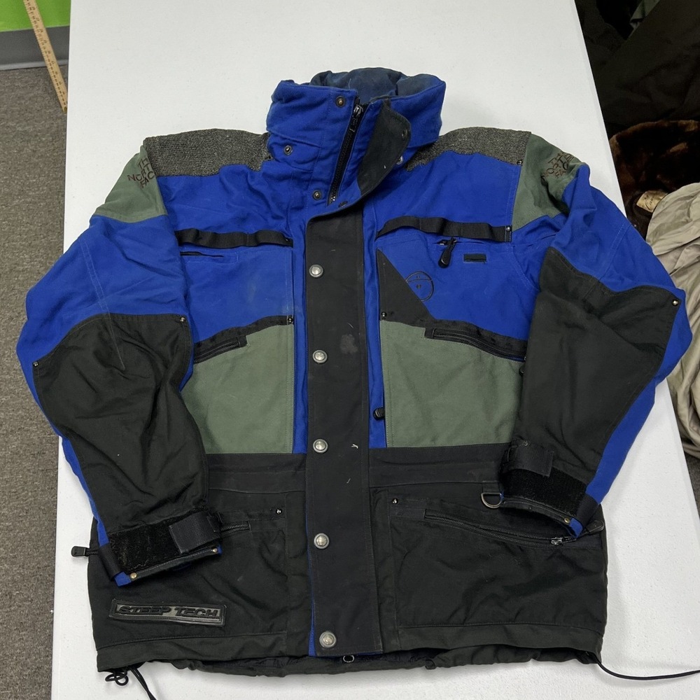The North Face Steep Tech Jacket Mens M Blue Black Fair Vintage Ski Colorblock